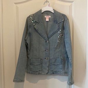 XHILARATION Stretch Vintage Wash Denim Blazer XL Extra Large $18 Fit Adult Small